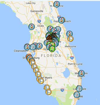 Handy Florida Guide Map showing location of all popular attractions