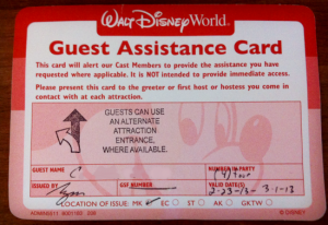 Disney Guest Assistance Card
