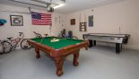 Games room with pool table, air hockey, table foosball, darts and 5 bikes from Monterey 1 Villa for rent in Orlando
