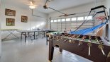 Indoor games room with table tennis, mini-pool table, table foosball & basketball game from Palm Beach 1 Villa for rent in Orlando