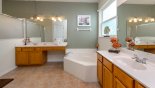 Orlando Villa for rent direct from owner, check out the Master #1 ensuite bathroom with Roman bath, walk-in shower, dual vanities & separate WC