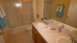 Spacious rental Highlands Reserve Villa in Orlando complete with stunning Bathroom 3 with his & her sinks, bath with shower over & WC