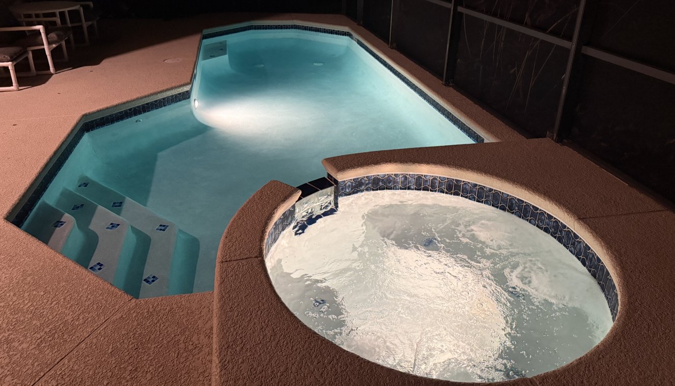 Pool and Spa Lights at Night