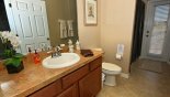 Cabanna pool bathroom with bath & shower over from Ridgewood Lakes rental Villa direct from owner