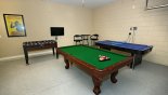 Games room with pool table, table foosball, table tennis & flat screen TV from Oakmont 1 Villa for rent in Orlando