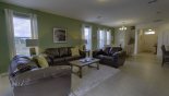Villa rentals in Orlando, check out the Family room viewed towards entrance foyer