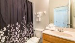 Ground floor family bathroom #2 with bath & shower over from Monticello 6 Villa for rent in Orlando