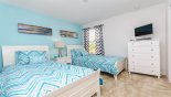 Bedroom 5 with twin beds & wall mounted LCD TV - www.iwantavilla.com is the best in Orlando vacation Villa rentals