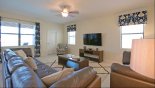 Spacious family room with comfortable leather sofas with this Orlando Villa for rent direct from owner