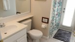 Villa rentals in Orlando, check out the Master #2 ensuite bathroom with large walk-in shower, single sink & WC - also serves as pool bathroom