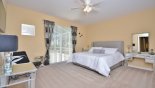 Villa rentals in Orlando, check out the Master bedroom with king sized bed and pool view