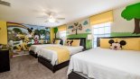 Bedroom #9 with Disney theming and 3 twin beds - www.iwantavilla.com is the best in Orlando vacation Villa rentals