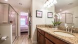 Jack & Jill Bathroom #5 with large walk-in shower and dual sinks from Maui 1 Villa for rent in Orlando