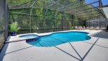 Villa rentals near Disney direct with owner, check out the Extended sunny NW facing deck with pool & spa and conservation woodland views