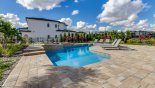 Large south-west facing pool & spa with extensive pool deck from Fairview 1 Villa for rent in Orlando