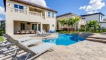 Villa rentals in Orlando, check out the Sunny south-west facing  pool deck viewed towards covered lanai