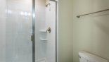 Villa rentals in Orlando, check out the Family bathroom #2 with large walk-in shower, his & hers sinks & WC