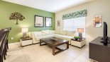 Spacious rental Paradise Palms Resort Villa in Orlando complete with stunning Living room with comfortable L-shaped leather sofa