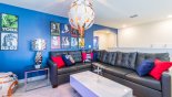 Star Wars themed entertainment loft with plenty of seating & additional beanbag - www.iwantavilla.com is the best in Orlando vacation Villa rentals