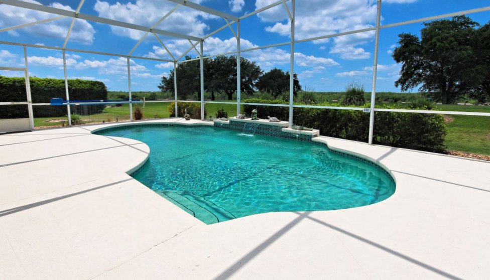 View on to golf course over pool