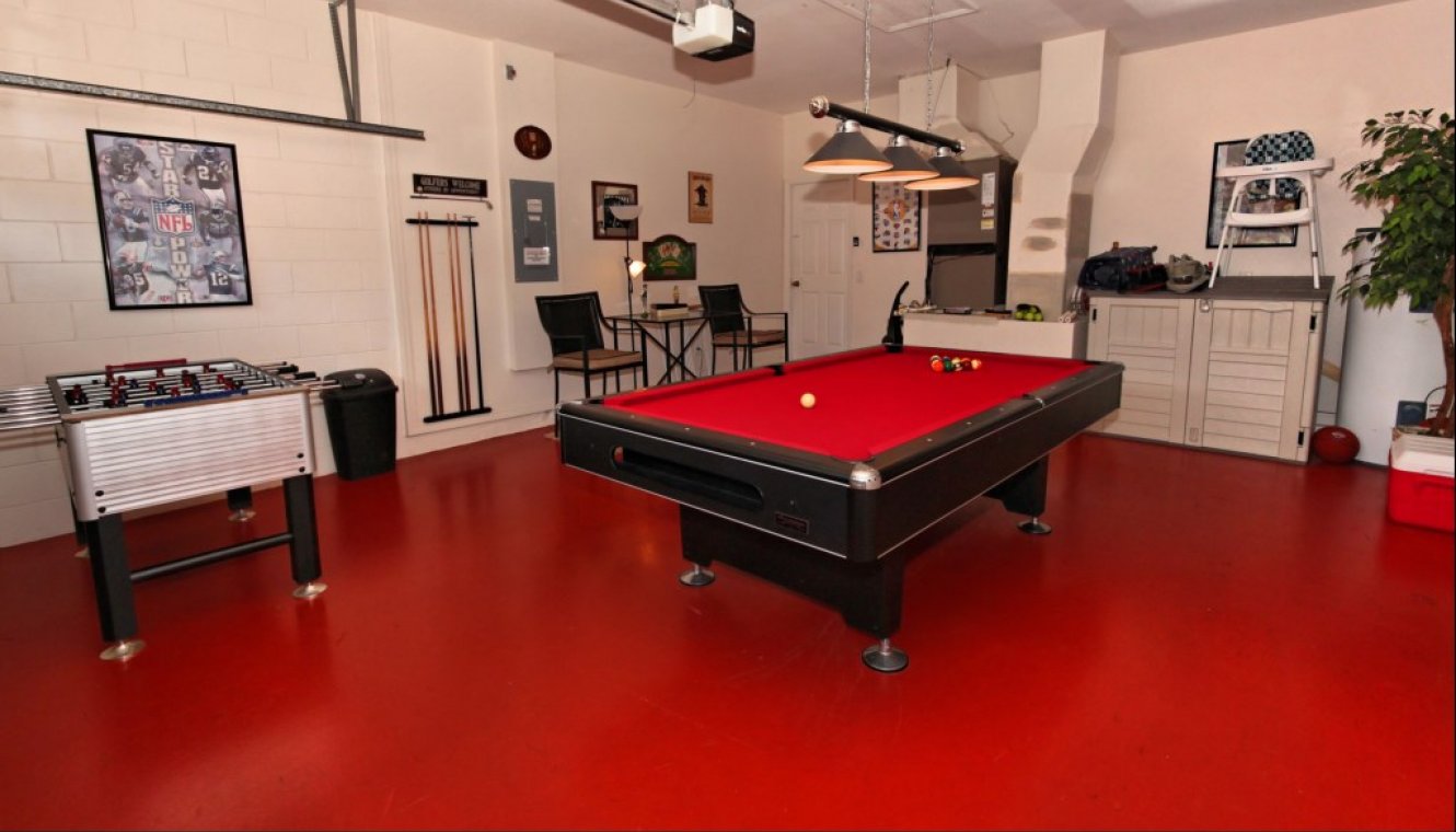 Games room with pool table and table football