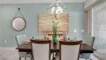 Dining area with seating for 6 persons & views onto pool deck from Beach Palm 17 Townhouse for rent in Orlando