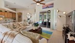 Villa rentals near Disney direct with owner, check out the Family room with views & direct access onto pool deck