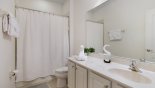 Villa rentals in Orlando, check out the Family bathroom #3 with bath & shower over, sink and WC