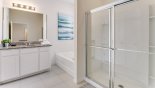Villa rentals near Disney direct with owner, check out the Master #1 ensuite bathroom with Roman bath, walk-in shower, single vanity & separate WC with vanity