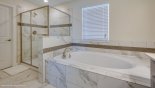 Villa rentals near Disney direct with owner, check out the Master #1 ensuite bathroom with Roman bath & walk-in shower
