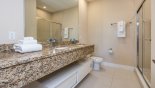Master #1 ensuite bathroom with walk-in shower & his 'n' her sinks & WC - www.iwantavilla.com is the best in Orlando vacation Townhouse rentals