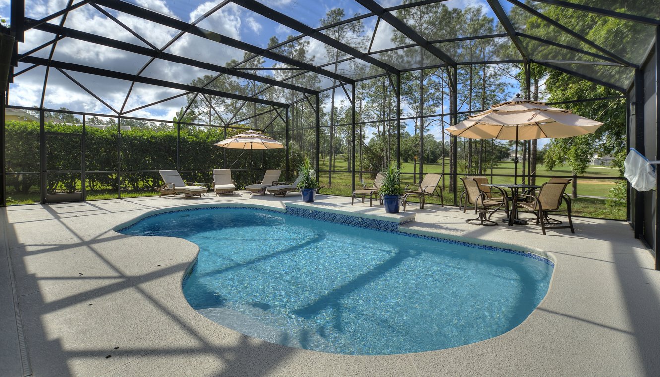 Private screened extended pool deck