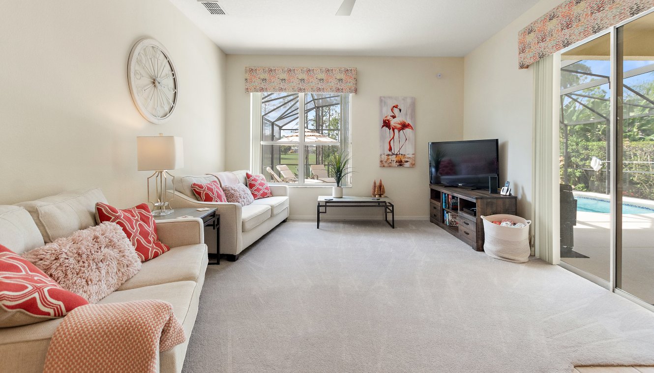 Family room with views and direct access onto pool deck