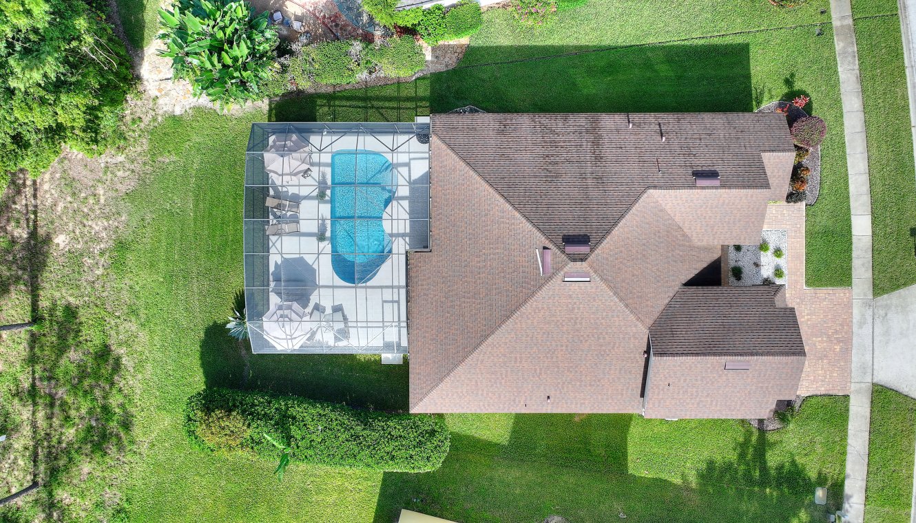 Aerial view of our villa from above