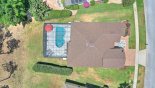 Aerial view directly above our villa showing hedges to both sides of pool deck from Waterford 1 Villa for rent in Orlando