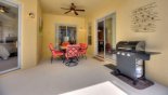 Orlando Villa for rent direct from owner, check out the View of covered lanai with patio table & 6 chairs - Gas BBQ provided FOC (gas extra)