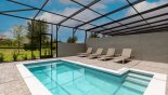 Pool deck with 4 sun loungers - www.iwantavilla.com is the best in Orlando vacation Townhouse rentals