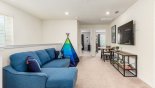 Townhouse rentals in Orlando, check out the Upstairs TV lounge with large wall-mounted LCD cable TV & kids Wigwam