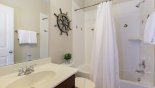Villa rentals in Orlando, check out the Family bathroom #5 with bath & shower over, WC and single sink