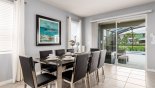 Villa rentals in Orlando, check out the Dining area with large dining table & 8 chairs overlooking pool deck