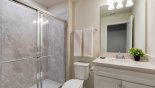 Ensuite bathroom #2 with large walk-in shower, single sink & WC from Solterra Resort rental Townhouse direct from owner