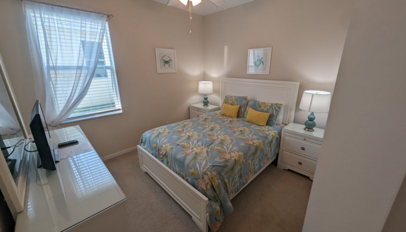 Bedroom #2 with queen sized bed & LCD cable TV