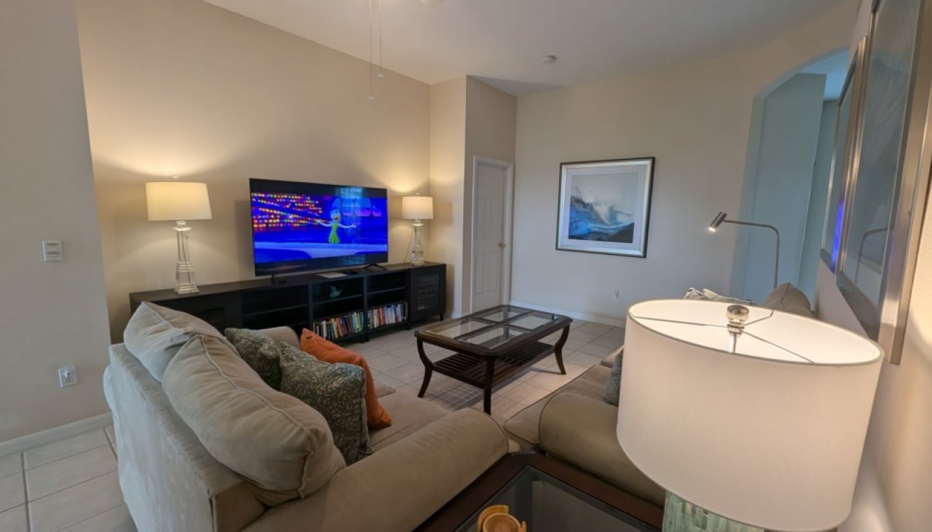 Great room with large LCD cable TV & DVD player