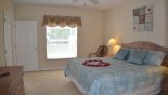 Master bedroom #1  with views onto pool deck - LCD cable TV just out of view with this Orlando Villa for rent direct from owner