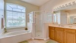 Orlando Villa for rent direct from owner, check out the Master ensuite bathroom #1 with bath, walk-in shower, dual sinks & separate WC