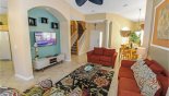 Family room with large wall mounted LCD cable TV from Sequoia 1 Villa for rent in Orlando