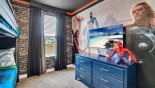 Bedroom #5 with fantastic Marvel Avengers theming from Fiji 1 Villa for rent in Orlando