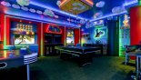 Games room with cool lighting effects from Fiji 1 Villa for rent in Orlando