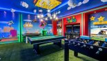 Villa rentals in Orlando, check out the Super Mario themed games room with pool table, air hockey & table foosball