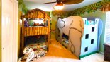 Villa rentals in Orlando, check out the Lion King themed bedroom #5 with Elephant bunk bed and Tree House bunk bed - sleeps 4 kids